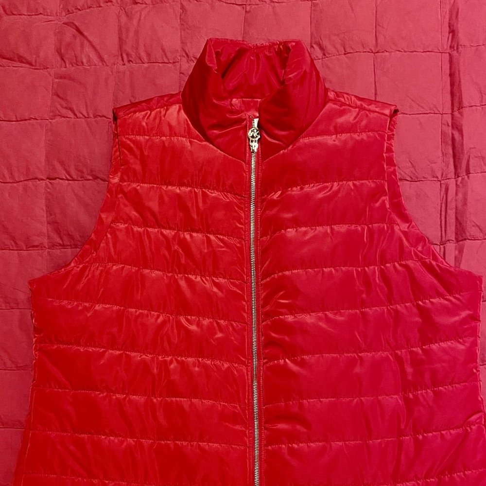 ONE TIME PRICE -- THEN IT'S GONE!  MICHAEL KORS 2X Padded Vest BRIGHT RED NWOT